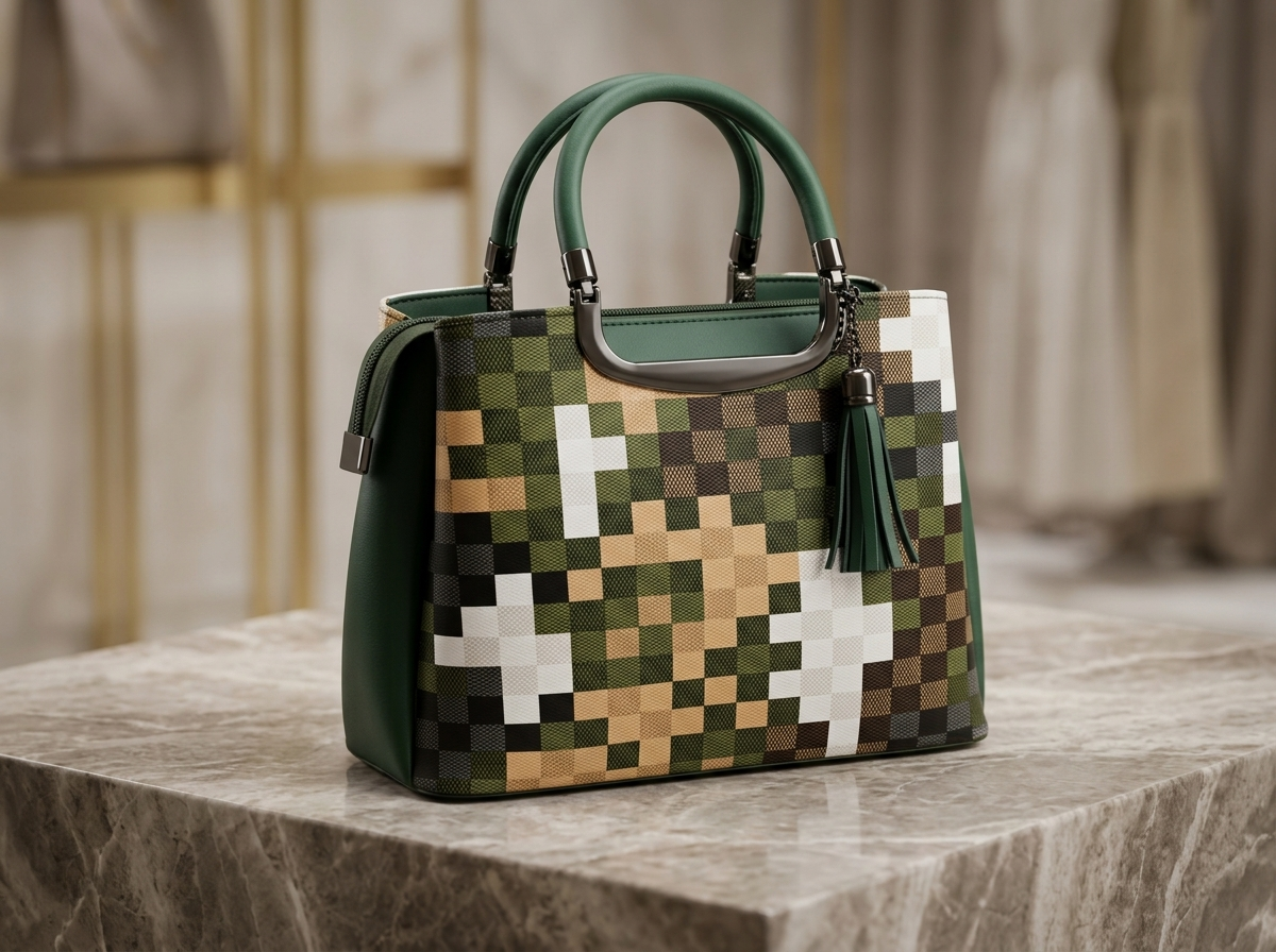 Pakistani Women Checkered Tote Handbag view 3