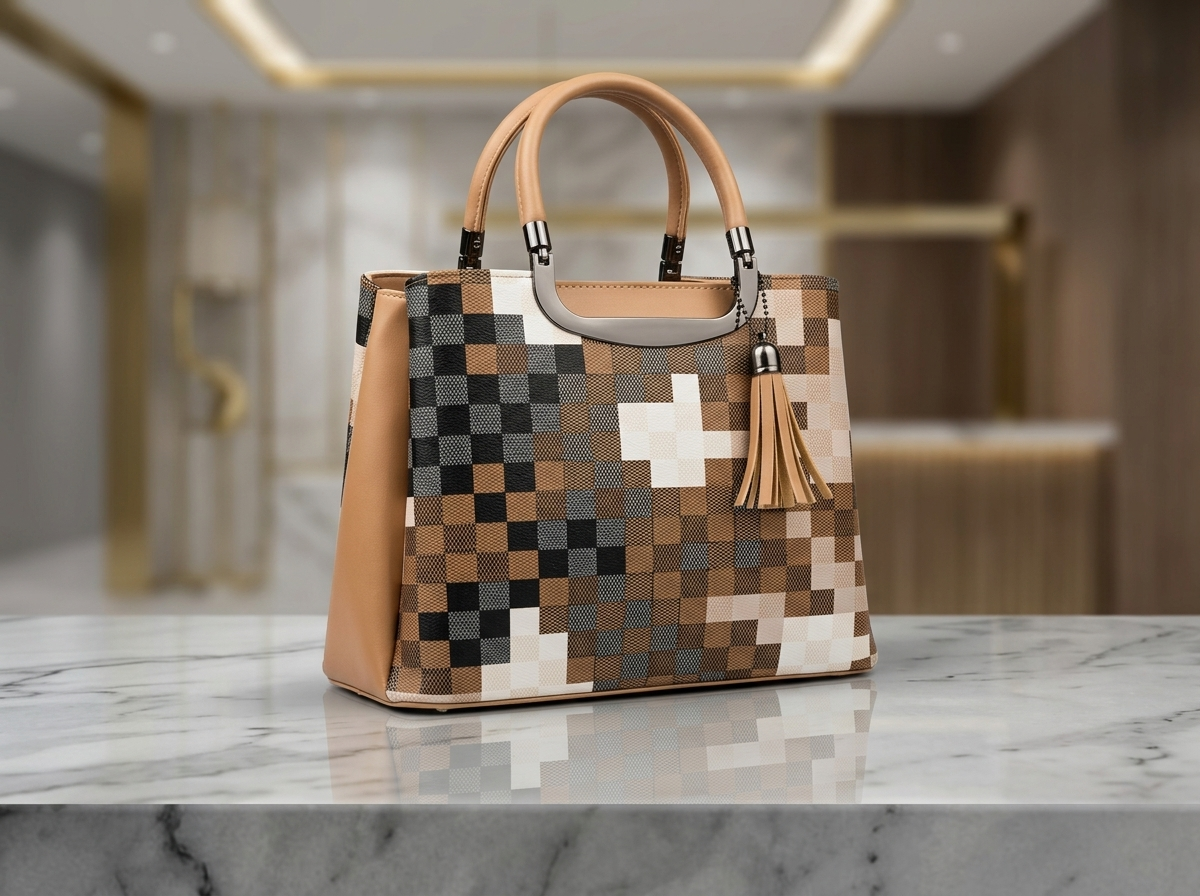 Pakistani Women Checkered Tote Handbag